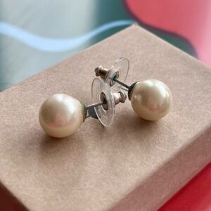 Vintage Faux Pearl Earrings, White